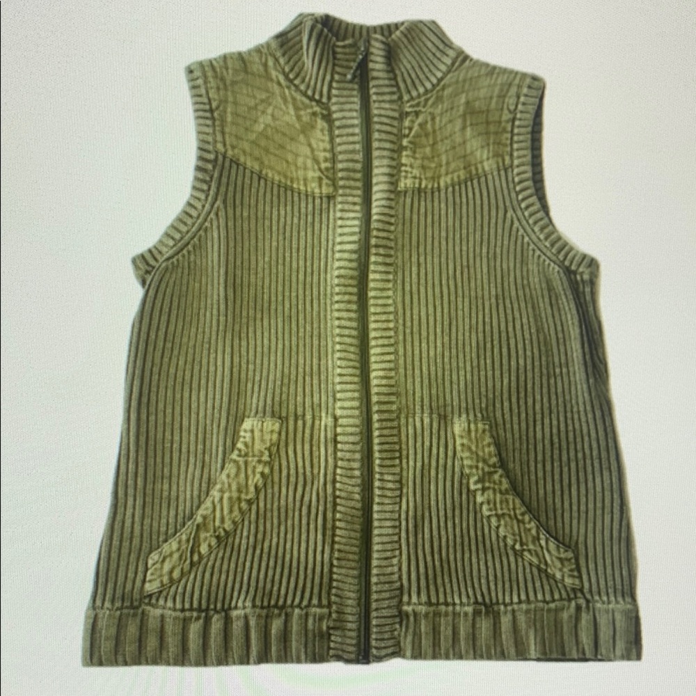 Green Striped Sleeveless Vest